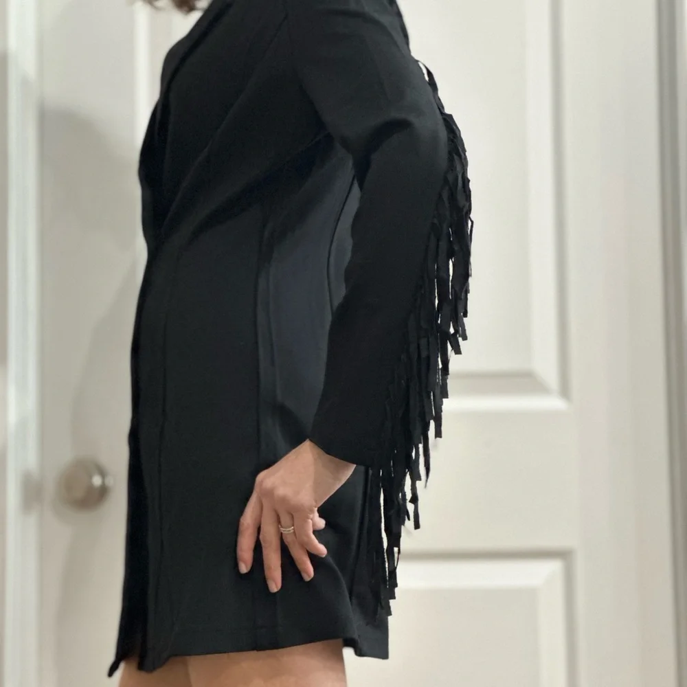 Black Blazer Dress with fringe detail - Picture 8 of 16